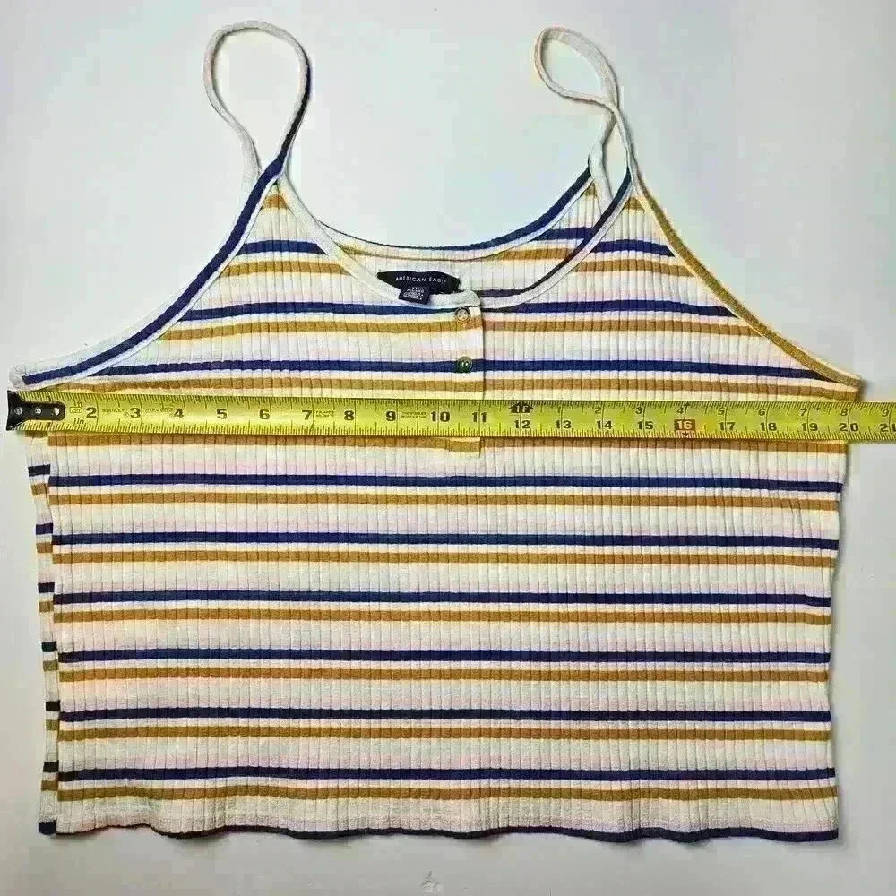 American Eagle Outfitters 90s Y2K Striped Cropped Spagetti Strap Cami Size XXL - Picture 2 of 5
